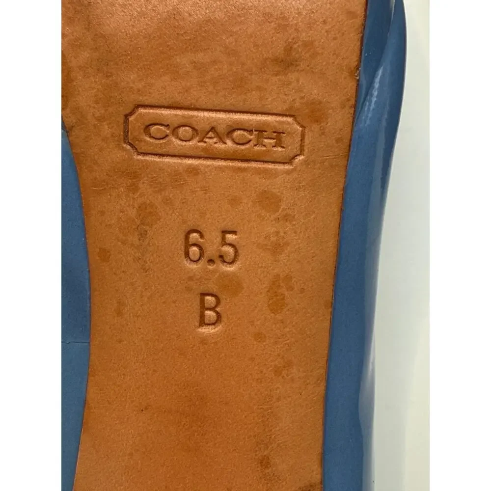 Coach Selma patent leather peep toe pumps in a blue color Sz 6.5 - Picture 3 of 10